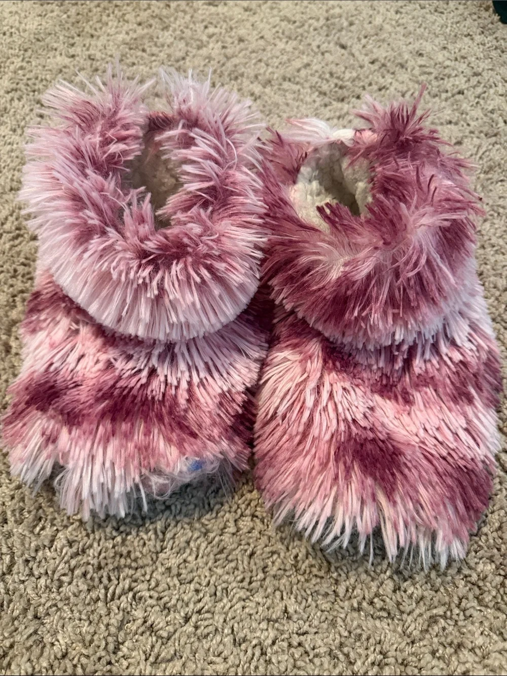 Justice Mauve & Light Pink Plush Kids Slippers